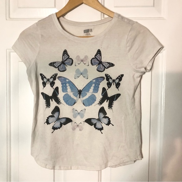 Y2K Butterfly Baby Tee in Blue - Picture 2 of 5